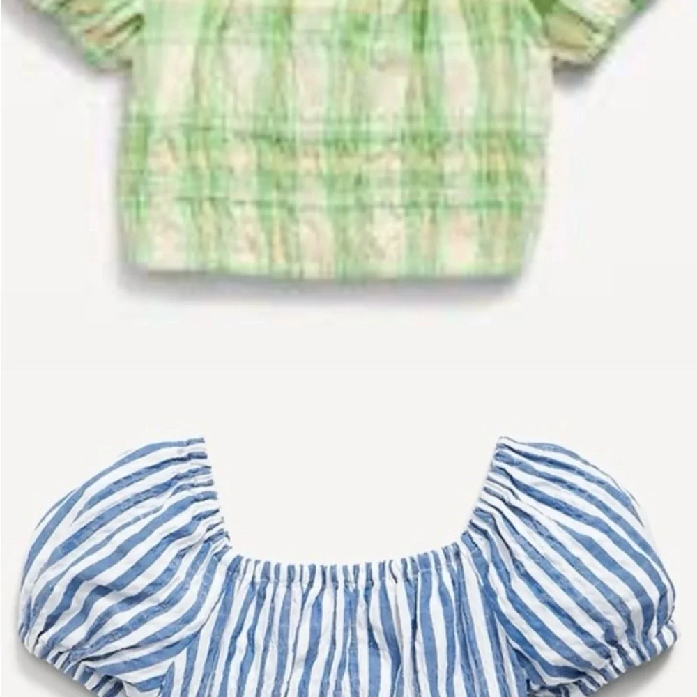 Old Navy Gap Smocked Crop Top Shirt Puff Short Sleeves Girls XL 14/16